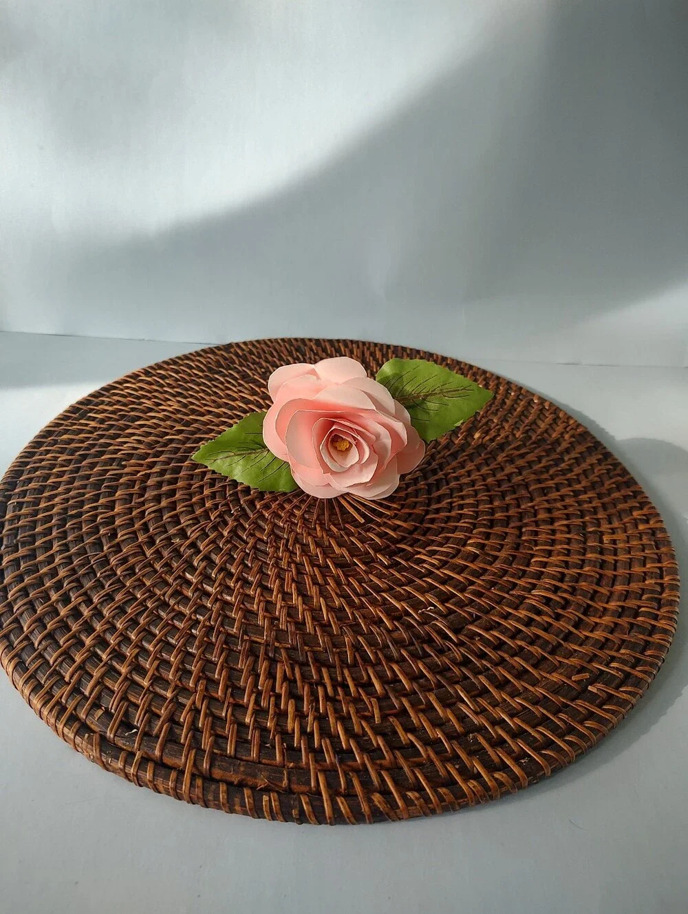 Woven Rattan Charger One Piece Boho Table Decor Brown Perfect Condition